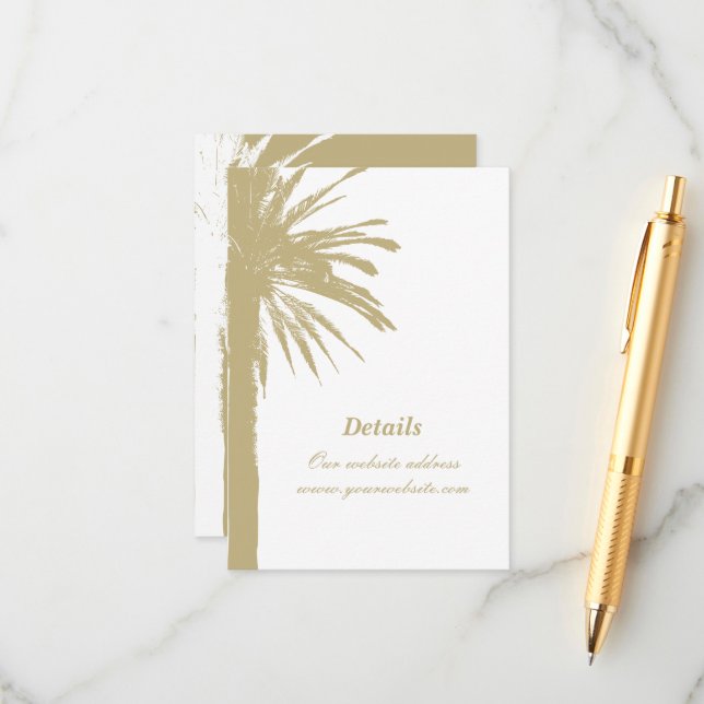 Chic beach wedding small vertical enclosure cards (Front/Back In Situ)