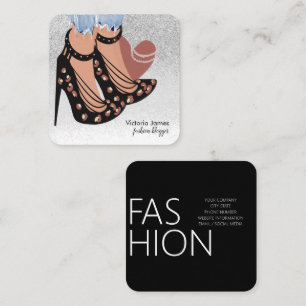 Chic Beauty Fashionista Blogger Planner Glitter Square Business Card