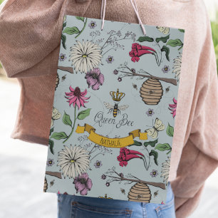 Chic Beehive Blue Floral Small Gift Bag