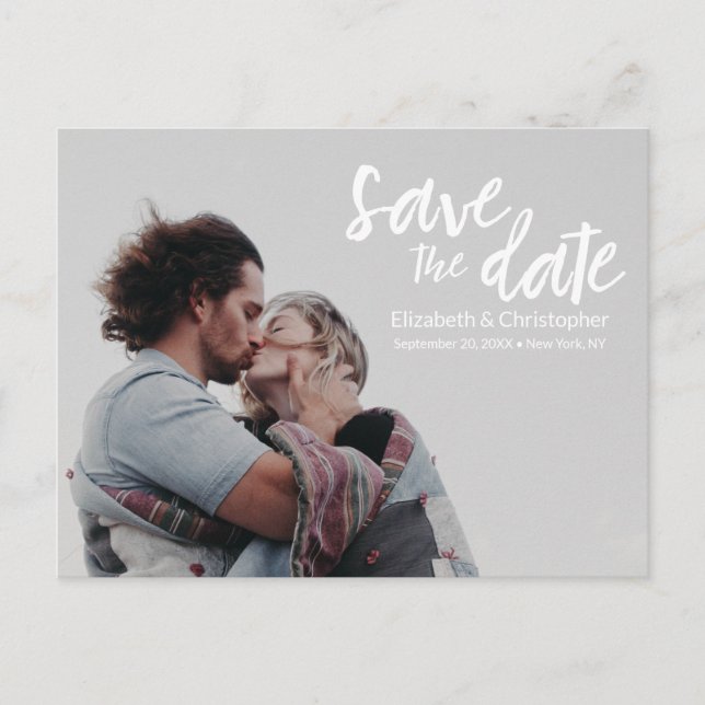 "Chic Beginnings" Customisable Save the Date Postc Announcement Postcard (Front)