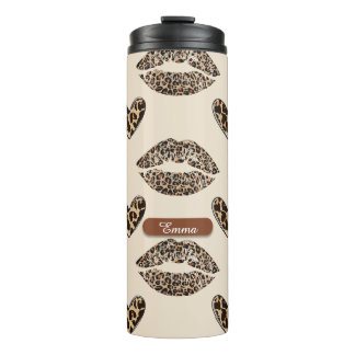 Chic Beige & Black Cheetah Print Thermal Tumbler