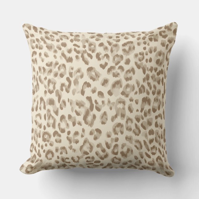Chic Beige Cheetah Print Throw Pillow (Front)