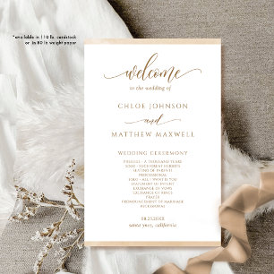 Chic Beige Cream Watercolor Frame Wedding Program