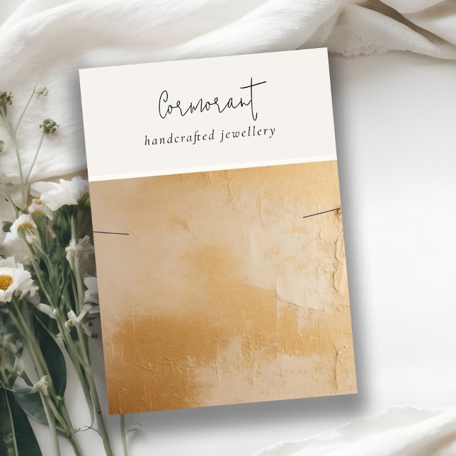 Chic Beige Gold Oil Paint Texture Necklace Display Business Card (Creator Uploaded)