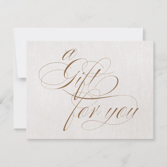 Chic Beige Linen  Calligraphy Gift Certificate (Front)