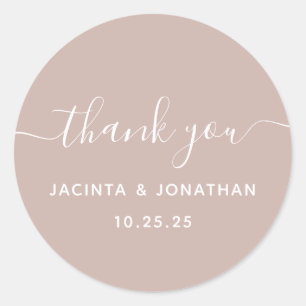 Chic Beige Pink Wedding Thank you Sticker