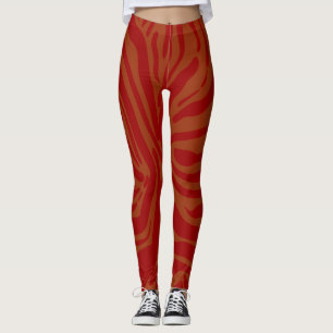 chic beige &red  zebra print pattern leggings