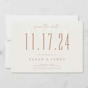 Chic Beige Wedding Date Non-Photo Save The Date