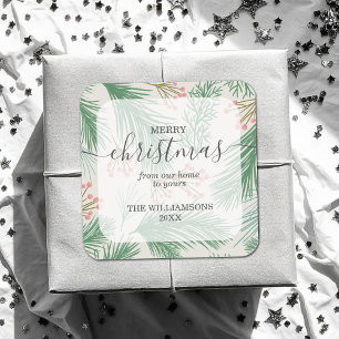 Chic Berries and Branches Christmas Square Sticker