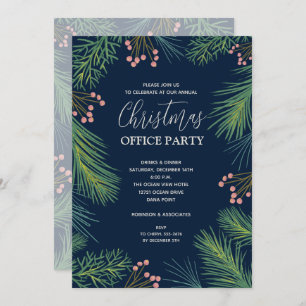 Chic Berries and Pines Christmas Party Invitations