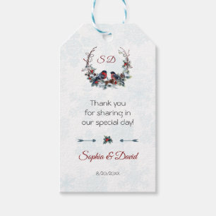 Chic Berries Bullfinch Winter Wreath Wedding Gift Tags