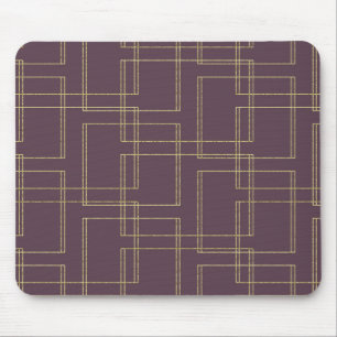 Chic Berry Mauve & Gold Geometric Glam Mouse Mat
