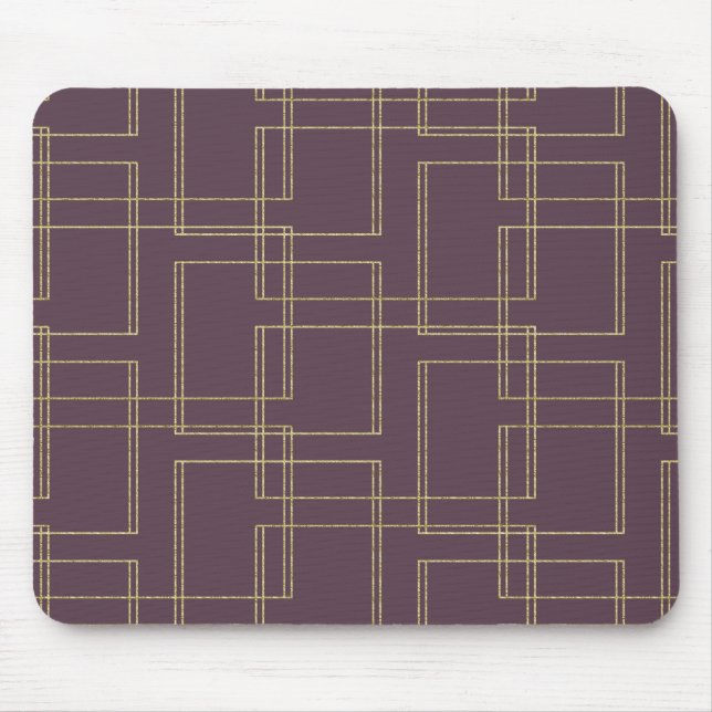 Chic Berry Mauve & Gold Geometric Glam Mouse Mat (Front)