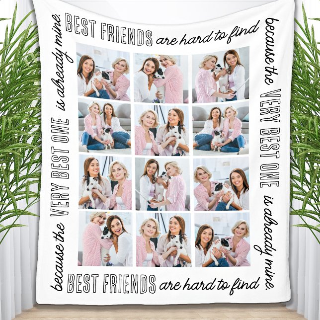 Chic Best Friends Customised 12 Photo Collage Fleece Blanket (Creator Uploaded)