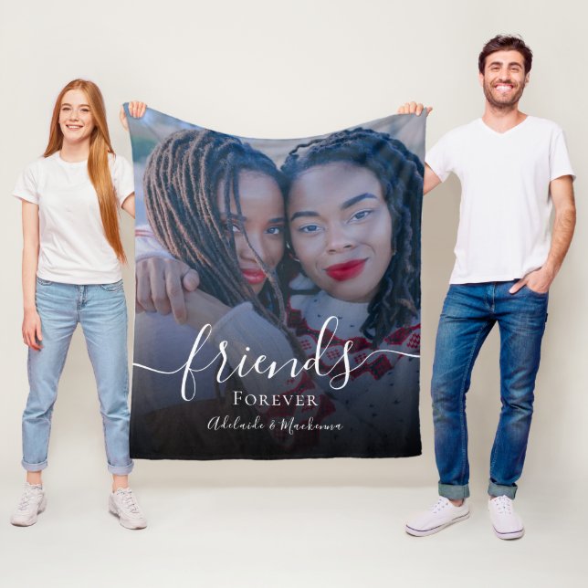 Chic Best Friends Forever Personalised Name Photo Fleece Blanket (In Situ)