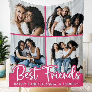 Chic Best Friends Personalised 4 Photo Collage Fleece Blanket