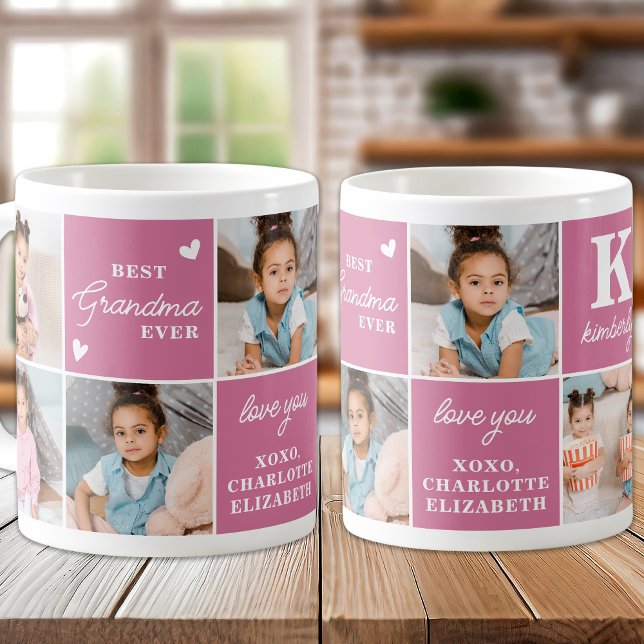 Chic Best GRANDMA Ever Custom 7 Pink Photo Collage Coffee Mug (Creator Uploaded)