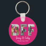 Chic BFF 3 Photo Friendship Besties Magenta Pink Key Ring<br><div class="desc">Personalised BFF Photo Collage Best Friend Forever Besties Friendship Magenta Hot Pink Keychain</div>