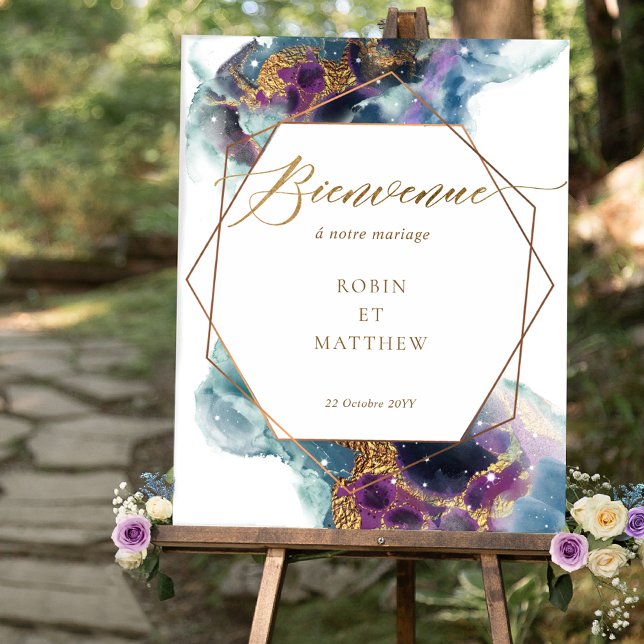 Chic Bienvenue Celestial Wedding Sign (Creator Uploaded)