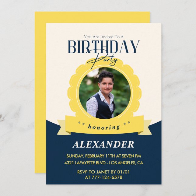 Chic birthday 17th birthday invitation Modern (Front/Back)
