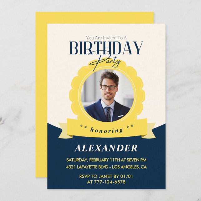 Chic birthday 49th birthday invitation Modern (Front/Back)