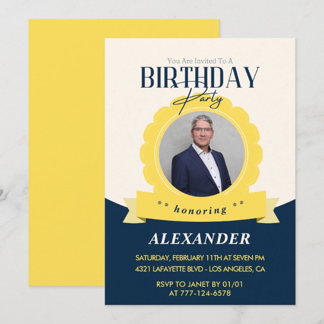 Chic birthday 58th birthday invitation Modern (Front/Back)