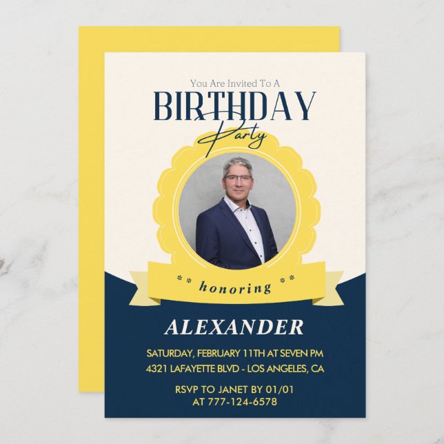 Chic birthday 63rd birthday invitation Modern (Front/Back)