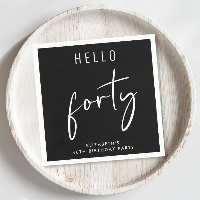 Chic Black 40th Birthday Party Napkin (Creator Uploaded)