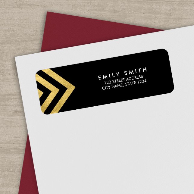 Chic Black and Faux Gold Geometric Address (Creator Uploaded)