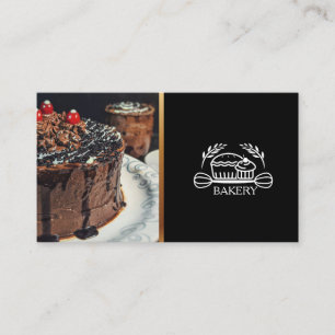 Chic Black and Gold Bakery Cupcake & Cake Business Card
