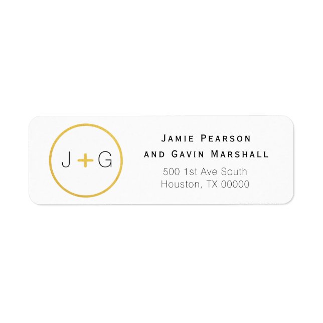 Chic Black and Gold Circle Couple Initials (Front)