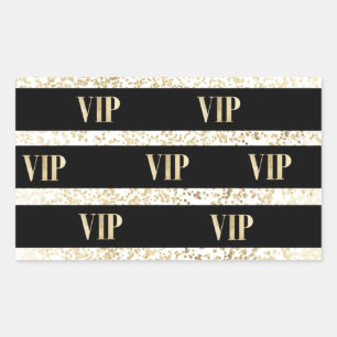 Chic black and gold confetti stripe VIP Rectangular Sticker