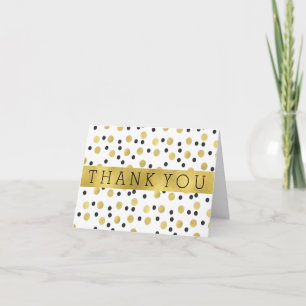 Chic Black and Gold Confetti Thank You