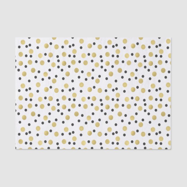 Chic Black and Gold Confetti Tissue Paper (Front)