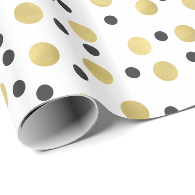 Chic Black and Gold Confetti Wrapping Paper (Roll Corner)