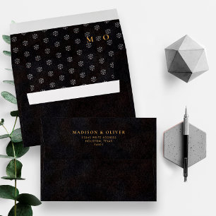 Chic Black and Gold Diamond Chic Luxurious Wedding Envelope