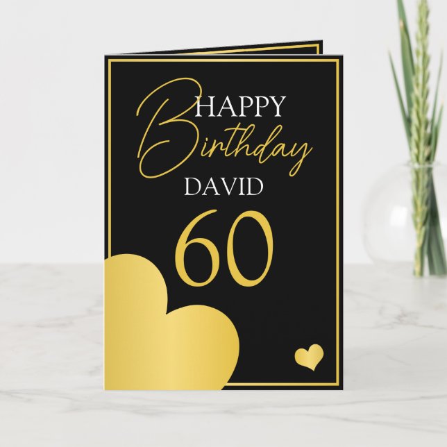 Chic Black and Gold Husband 60th Birthday Card (Front)