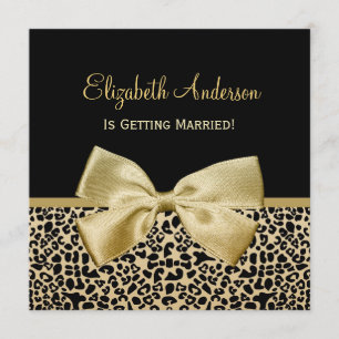 Chic Black and Gold Leopard Print Bridal Shower Invitation