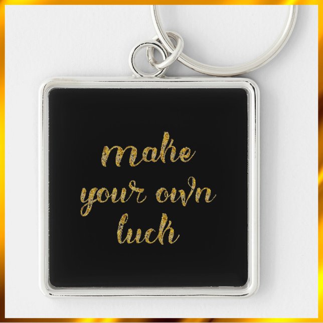Chic Black and Gold Luck Quote Key Ring (Creator Uploaded)