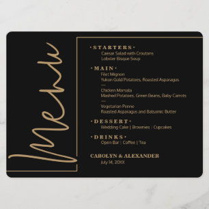 Chic Black and Gold Menu