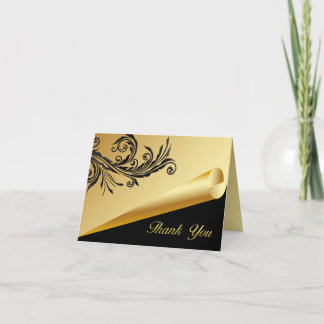 Chic Black and Gold Thank You Card