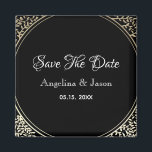 Chic Black and Gold Wedding Save The Date Magnet<br><div class="desc">Black and Gold Floral Wedding Save The Date magnet . Luxury,  elegant,  simple. All graphic elements are free for change,  move or even remove - make your best combination!</div>