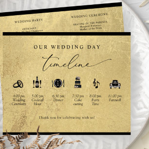Chic Black and Gold Wedding Timeline and Program