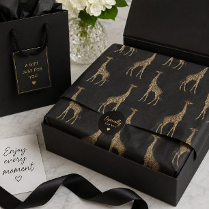 Chic Black and Golden Giraffe Print Tissue Paper