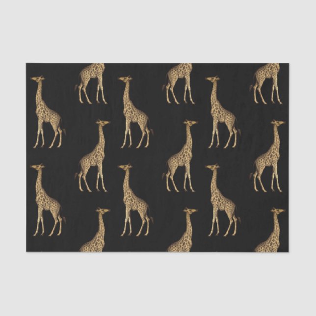 Chic Black and Golden Giraffe Print Tissue Paper (Front)