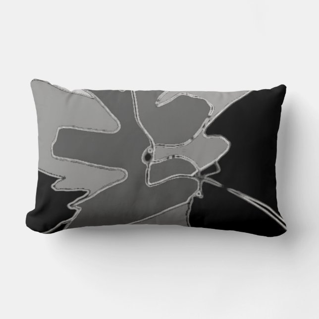 Chic Black and Grey Abstract Art Modern Lumbar Cushion (Front)