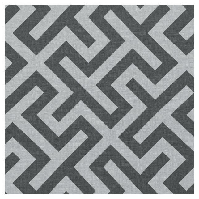 Chic black and grey abstract geometric pattern fabric (Close Up)