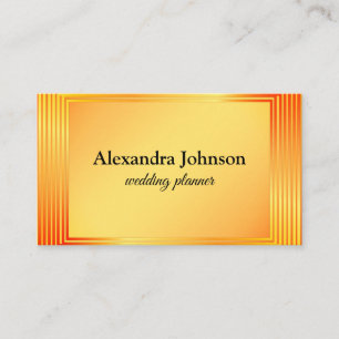 Chic Black and Orange Foil Luxury Wedding planner Business Card