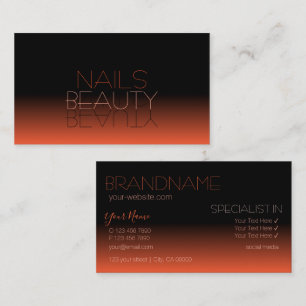 Chic Black and Orange Mirror Font Classic Stylish Business Card