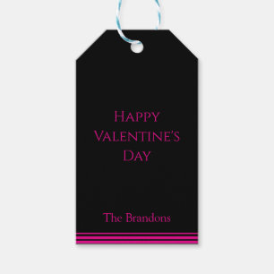 Chic Black and Pink Valentine's Day Gift Tag